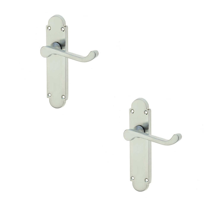 PACK Contemporary Satin Chrome Suite Door Handle Interior Doors Interior Lever Backplate (1)