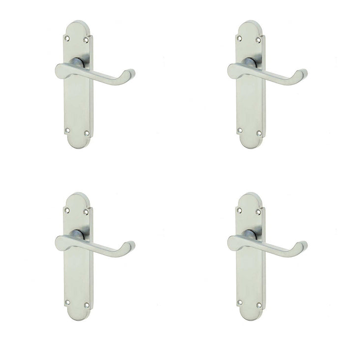 PACK Contemporary Satin Chrome Suite Door Handle Interior Doors Interior Lever Backplate