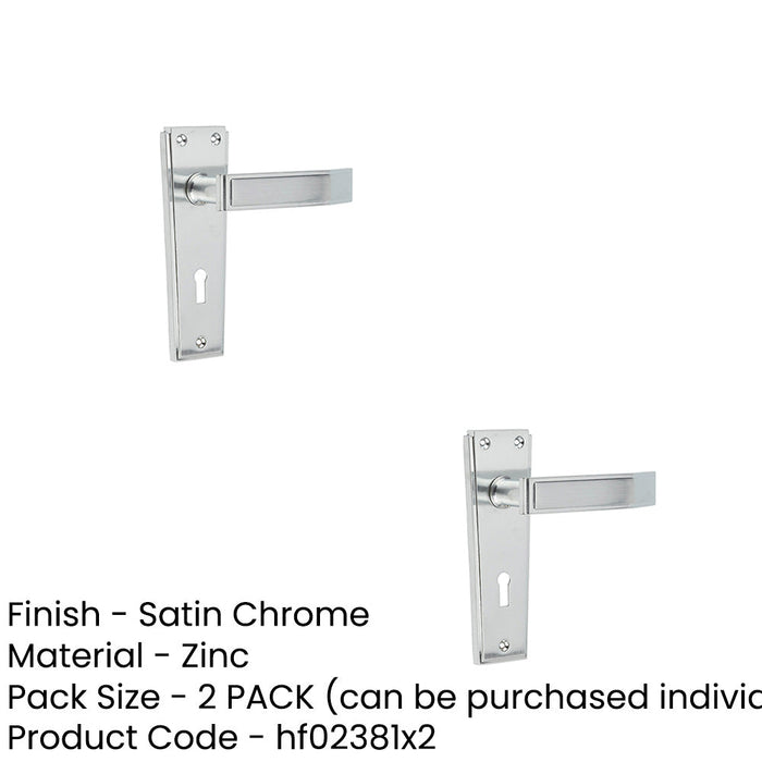 PACK Deco Satin Chrome Door Handle with Lockplate Interior Lever Backplate (1)-1