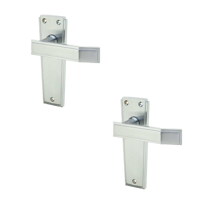 PACK Deco Satin Chrome Door Handle Latchplate Elegant Home Design Interior Lever Backplate (1)