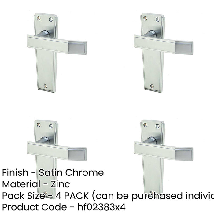 PACK Deco Satin Chrome Door Handle Latchplate Elegant Home Design Interior Lever Backplate-1