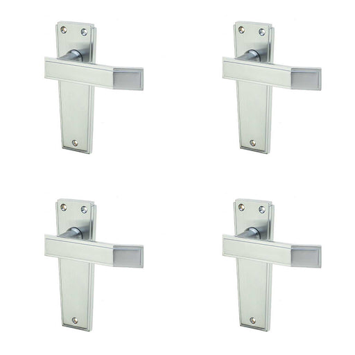 PACK Deco Satin Chrome Door Handle Latchplate Elegant Home Design Interior Lever Backplate