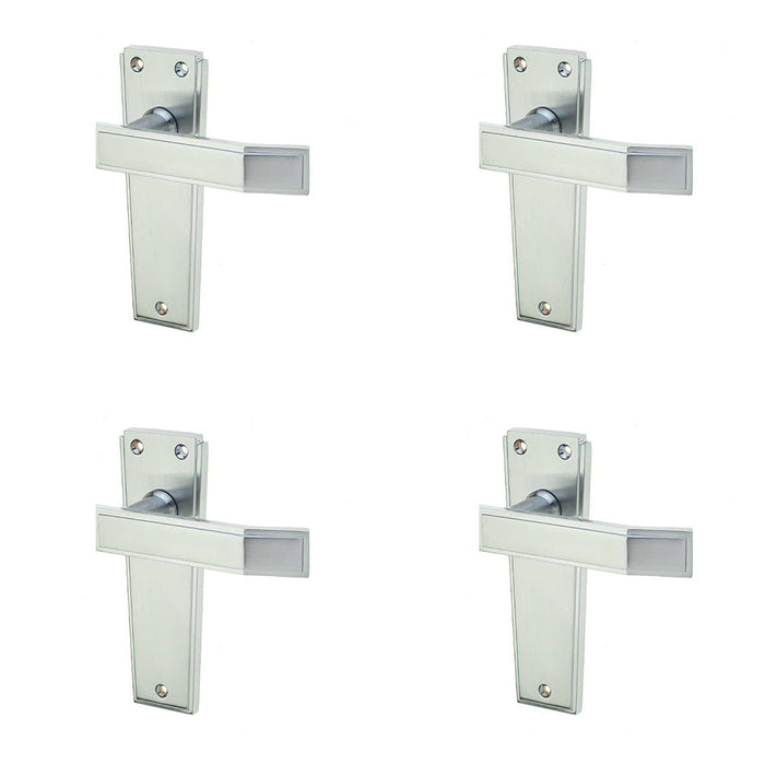 PACK Deco Satin Chrome Door Handle Latchplate Elegant Home Design Interior Lever Backplate