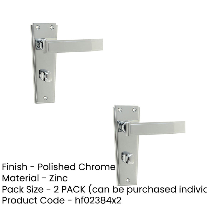PACK Elegant Deco Bathroom Door Handle Polished Chrome Finish Interior Lever Backplate (1)-1