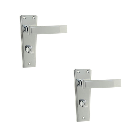 PACK Elegant Deco Bathroom Door Handle Polished Chrome Finish Interior Lever Backplate (1)