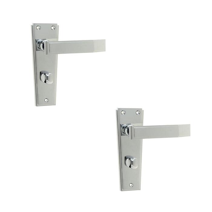 PACK Elegant Deco Bathroom Door Handle Polished Chrome Finish Interior Lever Backplate (1)