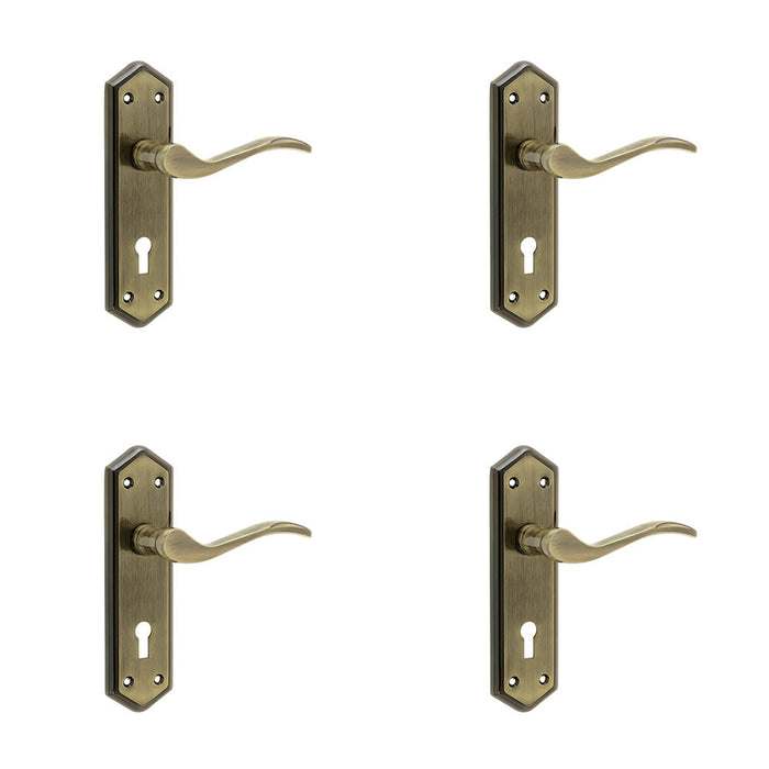 PACK Antique Bronze Suite Door Handle with Lockplate Modern Interiors Interior Lever Backplate