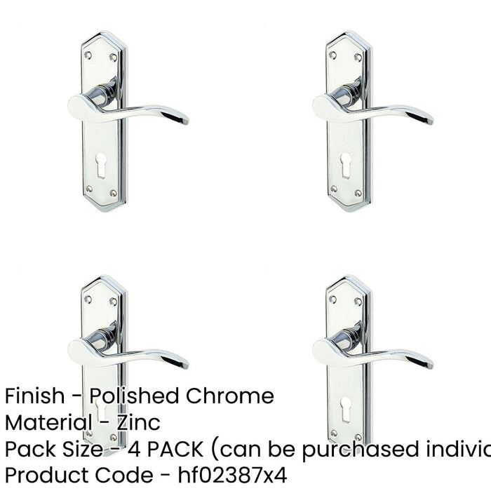 PACK Polished Chrome Suite Door Handle with Lockplate Modern Interiors Interior Lever Backplate-1