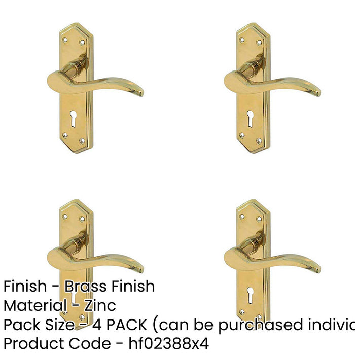 PACK Stylish Brass Suite Door Handle with Lockplate Modern Interiors Interior Lever Backplate-1