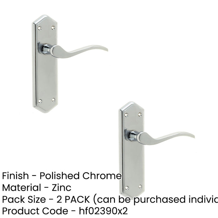 PACK Polished Chrome Suite Door Handle with Latchplate Modern Interiors Interior Lever Backplate (1)-1