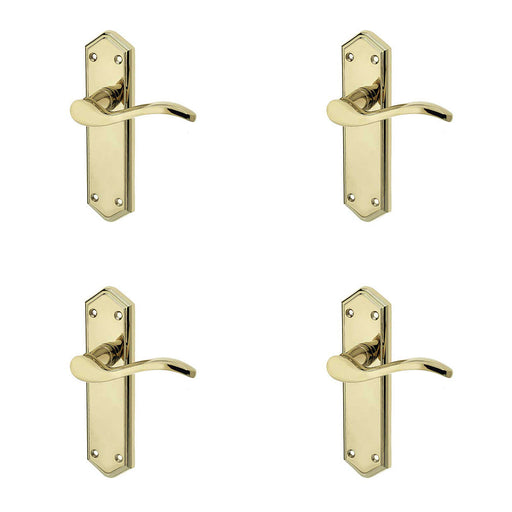 PACK Elegant Suite Door Handle Brass Latchplate Modern Interiors Interior Lever Backplate