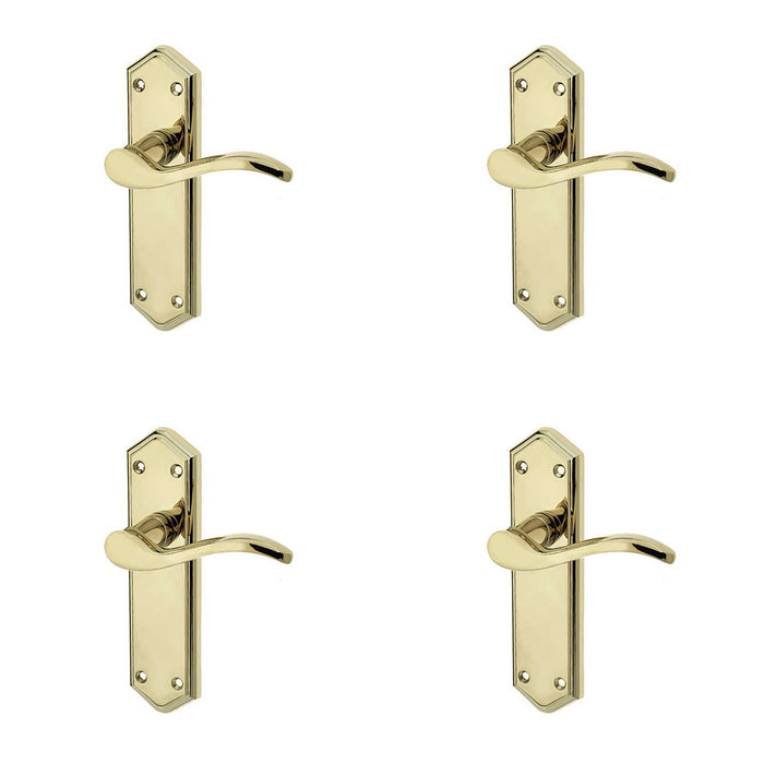 PACK Elegant Suite Door Handle Brass Latchplate Modern Interiors Interior Lever Backplate