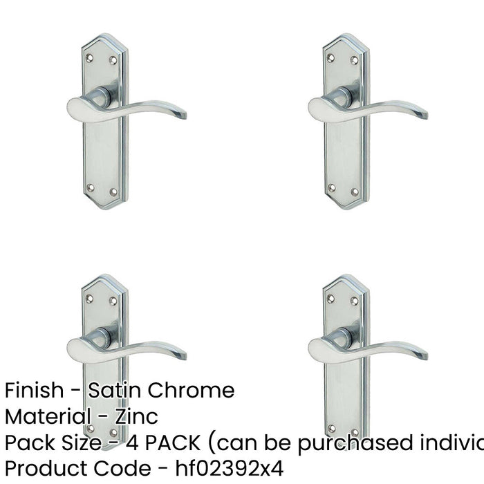 PACK Satin Chrome Suite Door Handle with Latchplate Modern Interiors Interior Lever Backplate-1