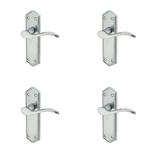 PACK Satin Chrome Suite Door Handle with Latchplate Modern Interiors Interior Lever Backplate