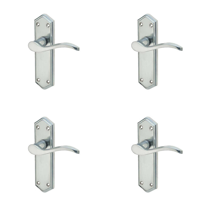 PACK Satin Chrome Suite Door Handle with Latchplate Modern Interiors Interior Lever Backplate