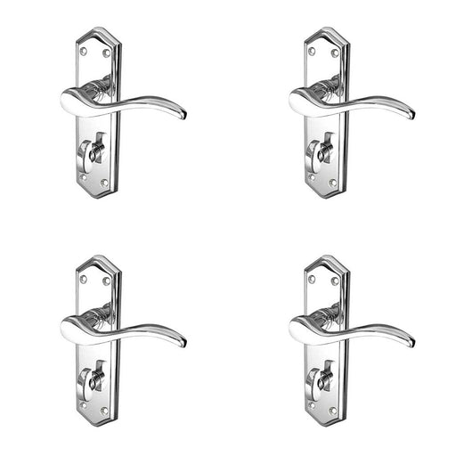 PACK Polished Chrome Suite Door Handle Modern Bathrooms Interior Lever Backplate