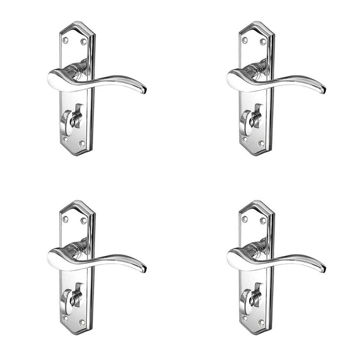 PACK Polished Chrome Suite Door Handle Modern Bathrooms Interior Lever Backplate