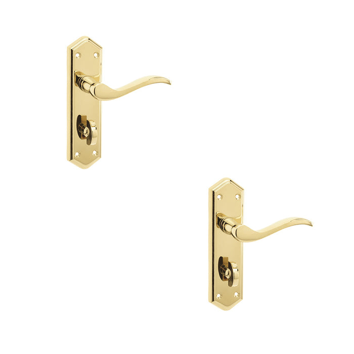 PACK Stylish Suite Door Handle with Brass Finish Bathrooms Interior Lever Backplate (1)