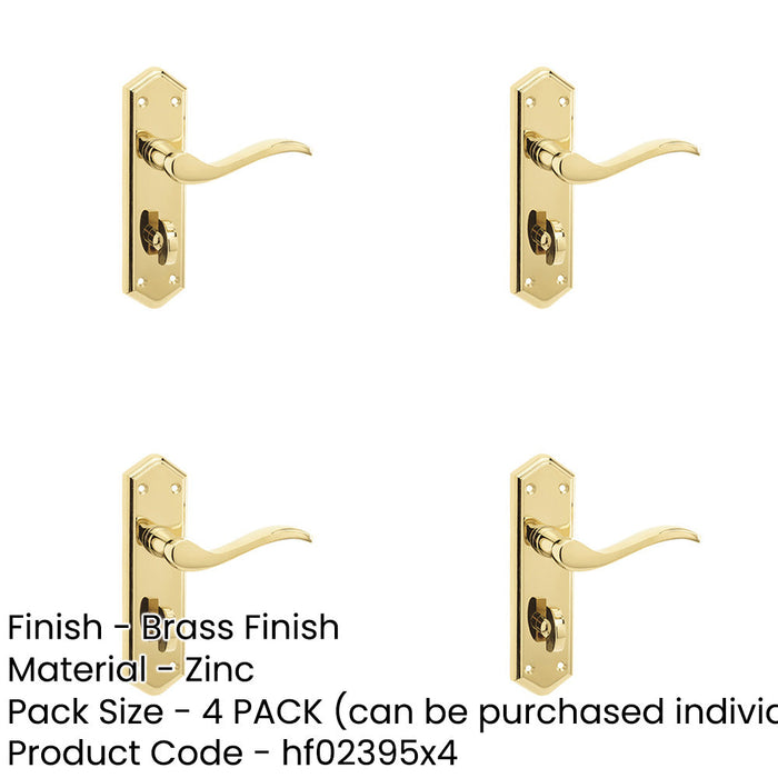 PACK Stylish Suite Door Handle with Brass Finish Bathrooms Interior Lever Backplate-1