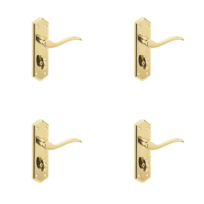 PACK Stylish Suite Door Handle with Brass Finish Bathrooms Interior Lever Backplate