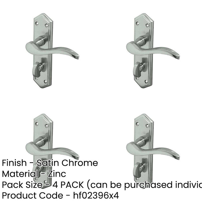 PACK Contemporary Satin Chrome Suite Door Handle with Bathroom Plate Interior Lever Backplate-1