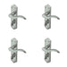 PACK Contemporary Satin Chrome Suite Door Handle with Bathroom Plate Interior Lever Backplate