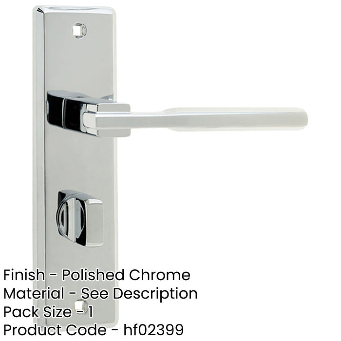 Stylish Suite Door Handle with Bathroom Plate Polished Chrome Interior Lever Backplate-1