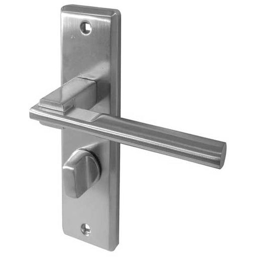 Satin Chrome Suite Door Handle with Bathroom Plate Unique Retro Design Interior Lever Backplate