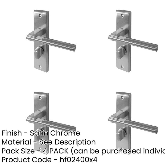 PACK Satin Chrome Suite Door Handle with Bathroom Plate Unique Retro Design Interior Lever Backplate-1