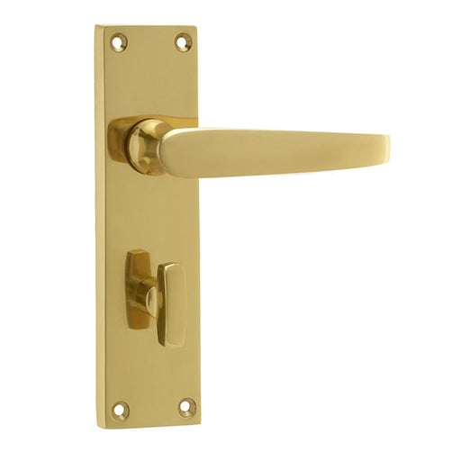 Elegant Victorian Straight Door Handle Polished Brass Bathrooms Interior Lever Backplate