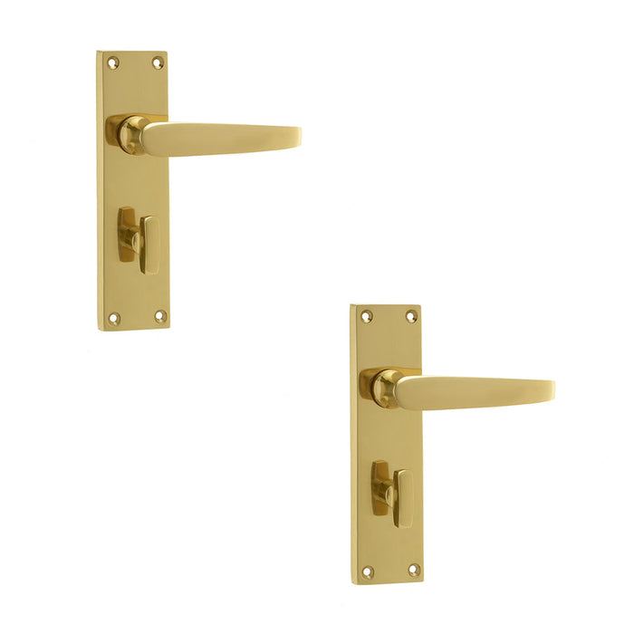 PACK Elegant Victorian Straight Door Handle Polished Brass Bathrooms Interior Lever Backplate (1)