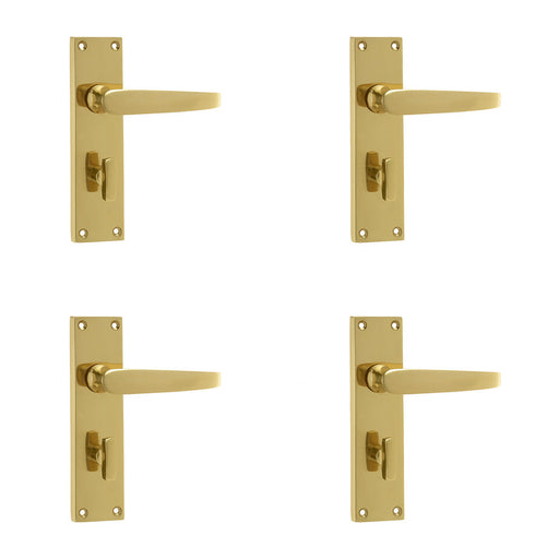 PACK Elegant Victorian Straight Door Handle Polished Brass Bathrooms Interior Lever Backplate