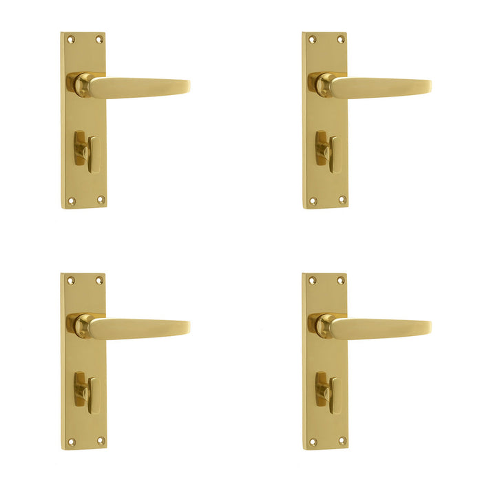 PACK Elegant Victorian Straight Door Handle Polished Brass Bathrooms Interior Lever Backplate