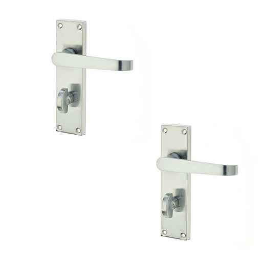 PACK Elegant Victorian Straight Door Handle with Satin Chrome Finish Bathrooms Interior Lever Backplate (1)