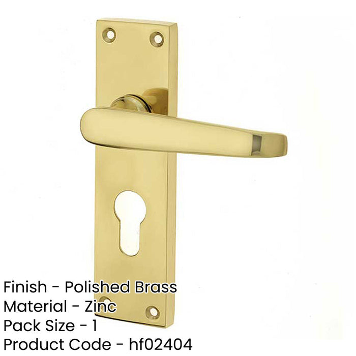 Elegant Victorian Straight Door Handle Polished Brass Euro Profile Lockplates Interior Lever Backplate-1