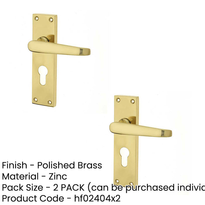 PACK Elegant Victorian Straight Door Handle Polished Brass Euro Profile Lockplates Interior Lever Backplate (1)-1