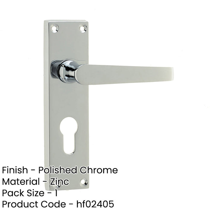 Elegant Victorian Straight Door Handle Polished Chrome Euro Profile Locks Interior Lever Backplate-1