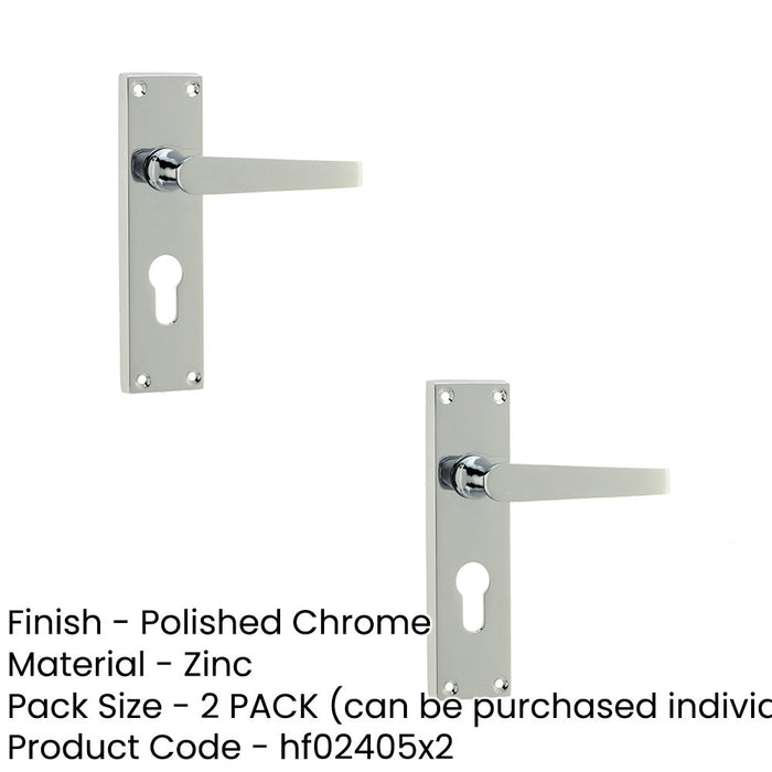PACK Elegant Victorian Straight Door Handle Polished Chrome Euro Profile Locks Interior Lever Backplate (1)-1