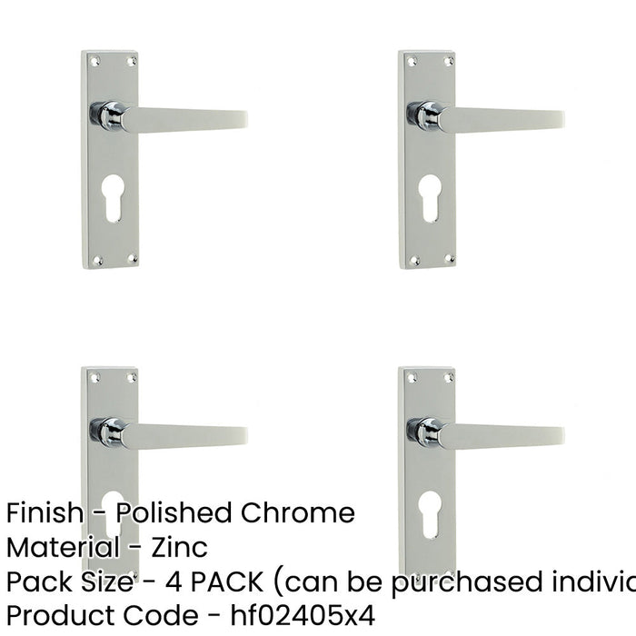 PACK Elegant Victorian Straight Door Handle Polished Chrome Euro Profile Locks Interior Lever Backplate-1