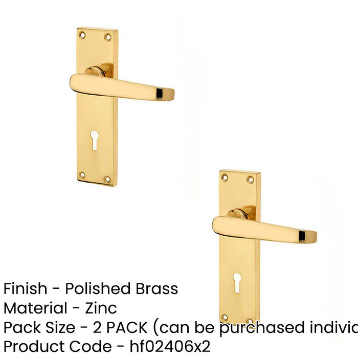 PACK Elegant Victorian Straight Door Handle with Lockplate Polished Brass Finish Interior Lever Backplate (1)-1