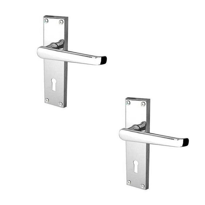 PACK Elegant Victorian Straight Door Handle Polished Chrome Interior Doors Interior Lever Backplate (1)