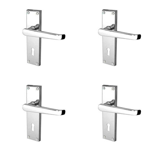 PACK Elegant Victorian Straight Door Handle Polished Chrome Interior Doors Interior Lever Backplate