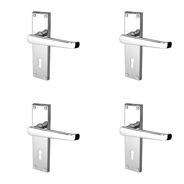 PACK Elegant Victorian Straight Door Handle Polished Chrome Interior Doors Interior Lever Backplate