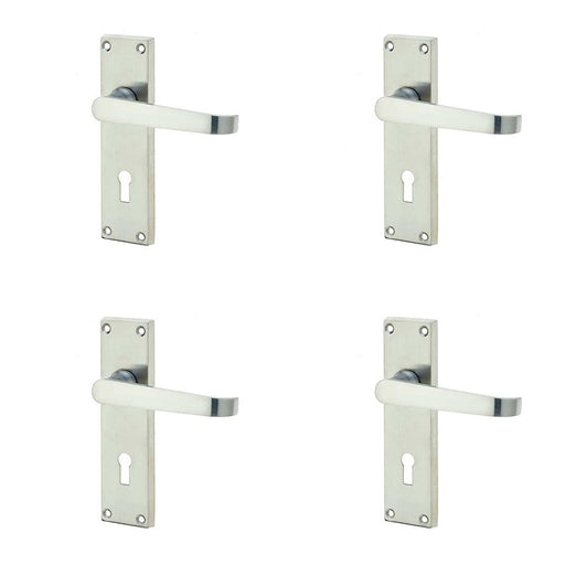 PACK Elegant Victorian Straight Door Handle with Satin Chrome Finish Interior Doors Interior Lever Backplate