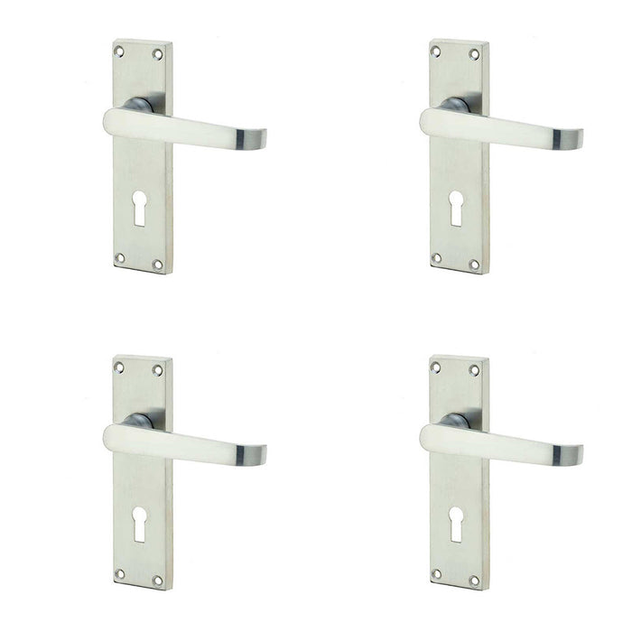 PACK Elegant Victorian Straight Door Handle with Satin Chrome Finish Interior Doors Interior Lever Backplate