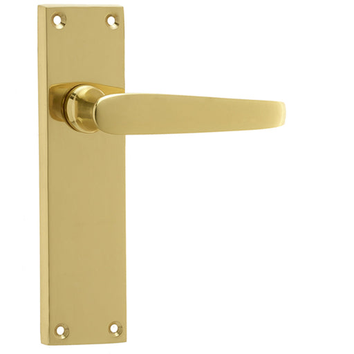 Elegant Victorian Straight Door Handle with Polished Brass Finish Interior Doors Interior Lever Backplate