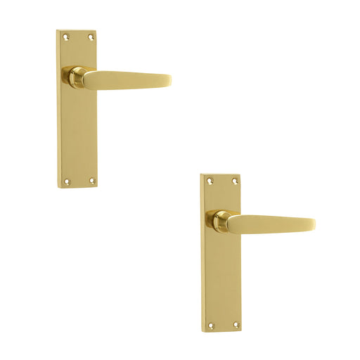 PACK Elegant Victorian Straight Door Handle with Polished Brass Finish Interior Doors Interior Lever Backplate (1)