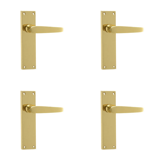 PACK Elegant Victorian Straight Door Handle with Polished Brass Finish Interior Doors Interior Lever Backplate