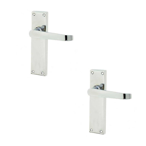 PACK Elegant Victorian Straight Door Handle with Polished Chrome Finish Interior Lever Backplate (2)