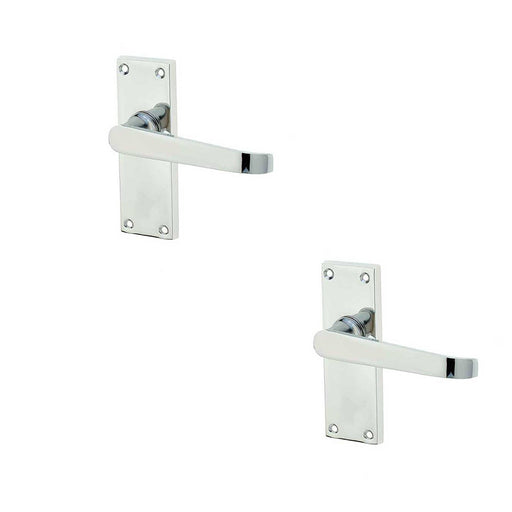 PACK Elegant Victorian Straight Door Handle with Polished Chrome Finish Interior Lever Backplate (3)